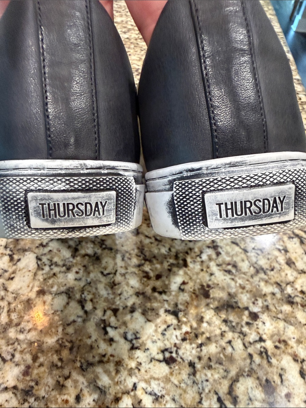 Thursday Boot Company Black Leather Low-Top Sneakers with Distressed White Sole - Picture 2 of 4